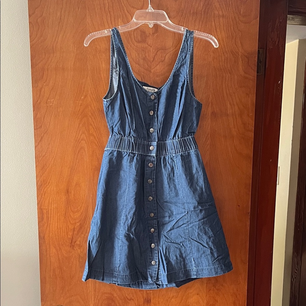 Forever 21 Blue Button-Front Mini Dress